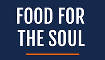 Food For The Soul header graphic with blue background and orange bar